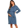 image:imageEkouaer Maternity Robe Labor Delivery Nursing Gown Breastfeeding BathrobesAblue