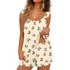 image:imageEkouaer Pajama for Women Set 2 Piece Ruffle Cami Top and Shorts PjsBeige Butterfly