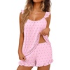 image:imageEkouaer Pajama for Women Set 2 Piece Ruffle Cami Top and Shorts PjsPink Polka Dots