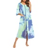 image:imageEkouaer Robes For Women Zipper Front 34 Sleeve Housecoats with PocketsGreen Tie Dye