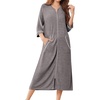 image:imageEkouaer Zipper Robes for Women 34 Sleeve Bathrobe Lightweight House CoatsDeep Gray