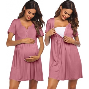 image:imageEkouaer Labor and Delivery Gown Maternity Nursing Nightgown BreastfeedingBurgundy