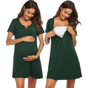 image:imageEkouaer Labor and Delivery Gown Maternity Nursing Nightgown BreastfeedingDark Green