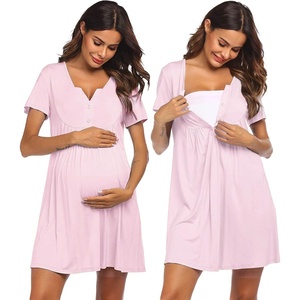 image:imageEkouaer Labor and Delivery Gown Maternity Nursing Nightgown BreastfeedingLight Pink