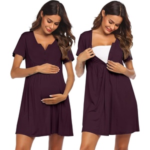 image:imageEkouaer Labor and Delivery Gown Maternity Nursing Nightgown BreastfeedingMaroon