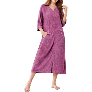 image:imageEkouaer Zipper Robes for Women 34 Sleeve Bathrobe Lightweight House CoatsHot Pink