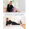 image:imageEkouaer 2 Pack Long Nightgowns for Women Long Sleeve Nightgown with PocketBlackblack Pink Flower