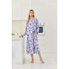 image:imageEkouaer 2 Pack Long Nightgowns for Women Long Sleeve Nightgown with PocketPink Flowerblue Flower