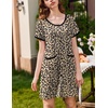image:imageEkouaer 2 Pack Nightgowns for Women Button Down Houese Dress with PocketsBlackBrown Leopard