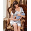 image:imageEkouaer 2 Pack Nightgowns for Women Button Down Houese Dress with PocketsBlackGrey Stars