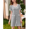 image:imageEkouaer 2 Pack Nightgowns for Women Button Down Houese Dress with PocketsBlackLight Grey