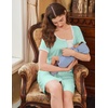 image:imageEkouaer 2 Pack Nightgowns for Women Button Down Houese Dress with PocketsBlackMint Green