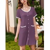 image:imageEkouaer 2 Pack Nightgowns for Women Button Down Houese Dress with PocketsBlackPurple