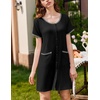 image:imageEkouaer 2 Pack Nightgowns for Women Button Down Houese Dress with PocketsBlackWine Red