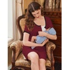 image:imageEkouaer 2 Pack Nightgowns for Women Button Down Houese Dress with PocketsBlackWine Red
