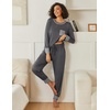 image:imageEkouaer 2 Pack Womens Pajama Sets Long Sleeve Lounge Sets Soft Pj Loungewear SleepwearBlack Black Stripe