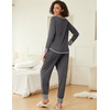 image:imageEkouaer 2 Pack Womens Pajama Sets Long Sleeve Lounge Sets Soft Pj Loungewear SleepwearBlack Black Stripe