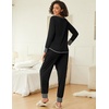 image:imageEkouaer 2 Pack Womens Pajama Sets Long Sleeve Lounge Sets Soft Pj Loungewear SleepwearBlackBlue Green