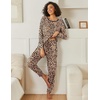 image:imageEkouaer 2 Pack Womens Pajama Sets Long Sleeve Lounge Sets Soft Pj Loungewear SleepwearBlackLeopard