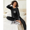 image:imageEkouaer 2 Pack Womens Pajama Sets Long Sleeve Lounge Sets Soft Pj Loungewear SleepwearBlackTrue Red