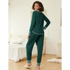 image:imageEkouaer 2 Pack Womens Pajama Sets Long Sleeve Lounge Sets Soft Pj Loungewear SleepwearBugGreen