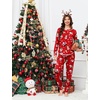 image:imageEkouaer 2 Pack Womens Pajama Sets Long Sleeve Lounge Sets Soft Pj Loungewear SleepwearChristmas PrintGreen Snowflakes