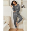 image:imageEkouaer 2 Pack Womens Pajama Sets Long Sleeve Lounge Sets Soft Pj Loungewear SleepwearDeep GreyArmy Green