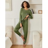 image:imageEkouaer 2 Pack Womens Pajama Sets Long Sleeve Lounge Sets Soft Pj Loungewear SleepwearDeep GreyArmy Green