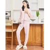 image:imageEkouaer 2 Pack Womens Pajama Sets Long Sleeve Lounge Sets Soft Pj Loungewear SleepwearGrey StripesPink Stripes