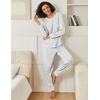 image:imageEkouaer 2 Pack Womens Pajama Sets Long Sleeve Lounge Sets Soft Pj Loungewear SleepwearGrey StripesPink Stripes