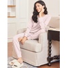 image:imageEkouaer 2 Pack Womens Pajama Sets Long Sleeve Lounge Sets Soft Pj Loungewear SleepwearGrey StripesPink Stripes