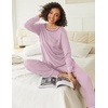 image:imageEkouaer 2 Pack Womens Pajama Sets Long Sleeve Lounge Sets Soft Pj Loungewear SleepwearHeart PrintPink Point