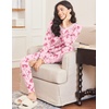 image:imageEkouaer 2 Pack Womens Pajama Sets Long Sleeve Lounge Sets Soft Pj Loungewear SleepwearLight BluePink Bow