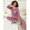 image:imageEkouaer 2 Pack Womens Pajama Sets Long Sleeve Lounge Sets Soft Pj Loungewear SleepwearLight GreenDusty Pink