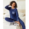 image:imageEkouaer 2 Pack Womens Pajama Sets Long Sleeve Lounge Sets Soft Pj Loungewear SleepwearNavy BlueGrey