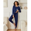 image:imageEkouaer 2 Pack Womens Pajama Sets Long Sleeve Lounge Sets Soft Pj Loungewear SleepwearNavy BlueGrey