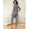 image:imageEkouaer 2 Pack Womens Pajama Sets Long Sleeve Lounge Sets Soft Pj Loungewear SleepwearNavy BlueGrey