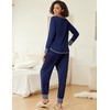 image:imageEkouaer 2 Pack Womens Pajama Sets Long Sleeve Lounge Sets Soft Pj Loungewear SleepwearNavy BlueGrey Star