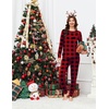 image:imageEkouaer 2 Pack Womens Pajama Sets Long Sleeve Lounge Sets Soft Pj Loungewear SleepwearWine RedRedblack Plaid