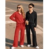 image:imageEkouaer 2 Piece Sets for Women Half Zip Lounge Sets Matching Fall OutfitsRed