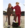 image:imageEkouaer 2 Piece Sets for Women Half Zip Lounge Sets Matching Fall OutfitsWine Red