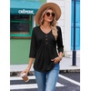 image:imageEkouaer 34 Length Sleeve Womens Tops V Neck Blouses Casual Pleated ShirtsBlack