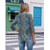 image:imageEkouaer 34 Length Sleeve Womens Tops V Neck Blouses Casual Pleated ShirtsBlue Boho