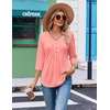 image:imageEkouaer 34 Length Sleeve Womens Tops V Neck Blouses Casual Pleated ShirtsCoral