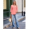 image:imageEkouaer 34 Length Sleeve Womens Tops V Neck Blouses Casual Pleated ShirtsCoral