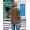 image:imageEkouaer 34 Length Sleeve Womens Tops V Neck Blouses Casual Pleated ShirtsLeopard Print