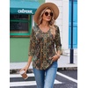 image:imageEkouaer 34 Length Sleeve Womens Tops V Neck Blouses Casual Pleated ShirtsMulticolor Boho