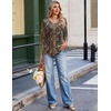 image:imageEkouaer 34 Length Sleeve Womens Tops V Neck Blouses Casual Pleated ShirtsMulticolor Boho