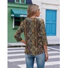 image:imageEkouaer 34 Length Sleeve Womens Tops V Neck Blouses Casual Pleated ShirtsMulticolor Boho