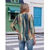 image:imageEkouaer 34 Length Sleeve Womens Tops V Neck Blouses Casual Pleated ShirtsMulticolor Striped